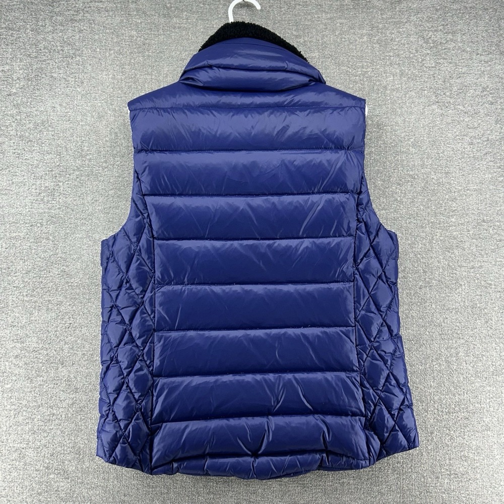UGG Puffer Down Vest Women Size Large Blue Detachable Collar Cozy - Picture 2 of 11